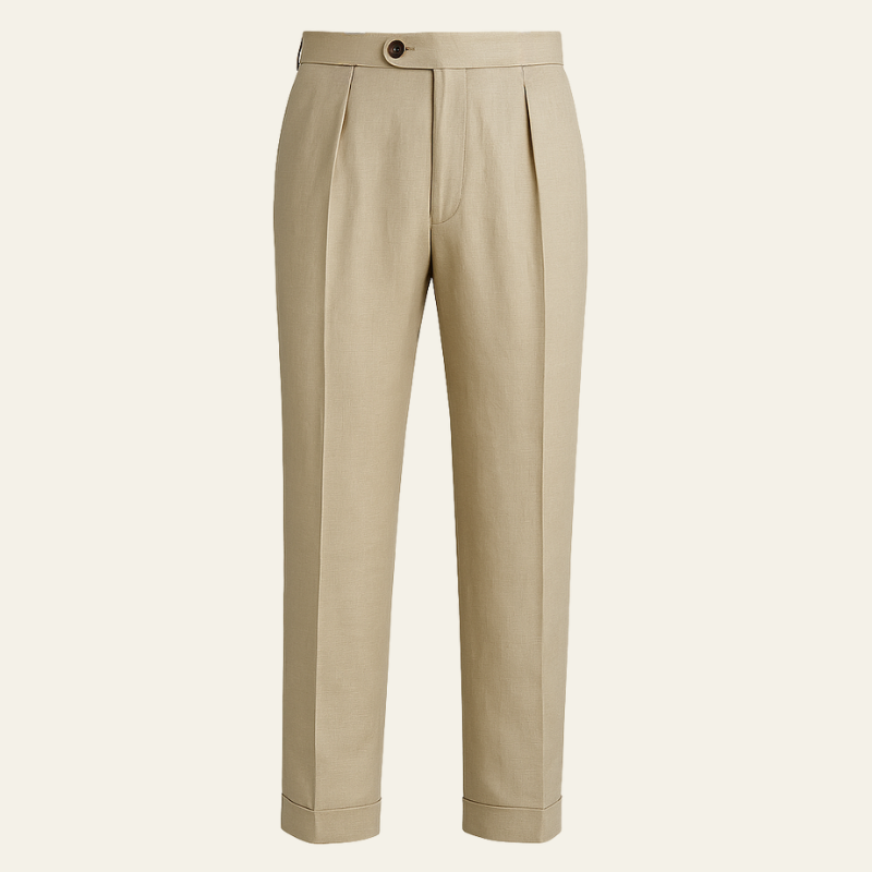 MARIVELOFASHION | PANTALONI CON PINCE IN MISTO LINO | GAMBA DRITTA