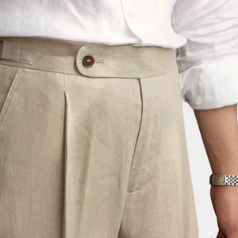 MARIVELOFASHION | PANTALONI CON PINCE IN MISTO LINO | GAMBA DRITTA