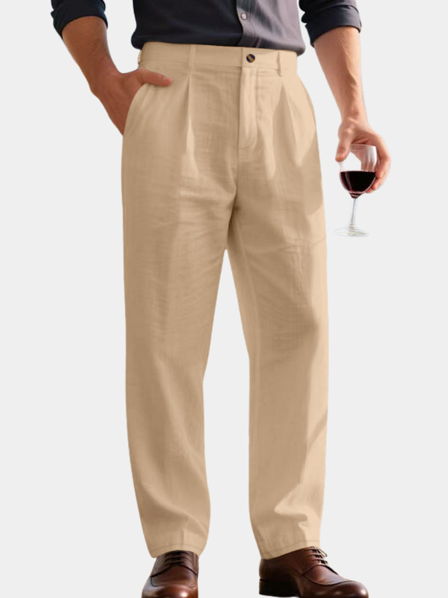 MARIVELOFASHION | LORENZO | PANTALONI IN LINO A GAMBA LARGA DA UOMO