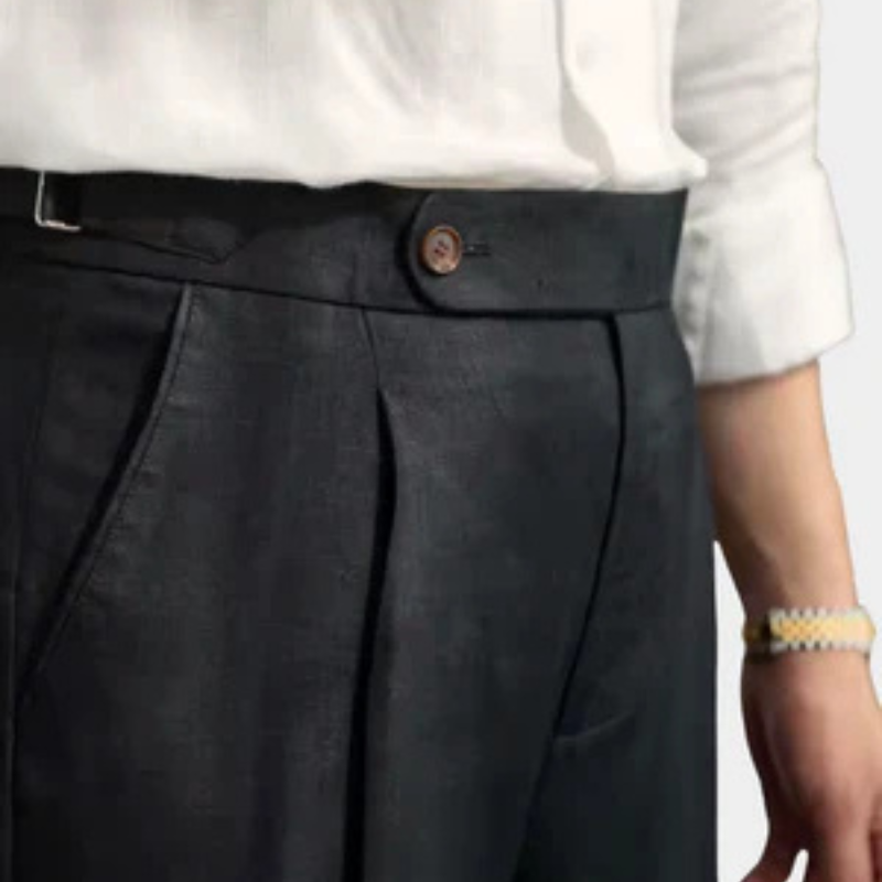 MARIVELOFASHION | PANTALONI CON PINCE IN MISTO LINO | GAMBA DRITTA