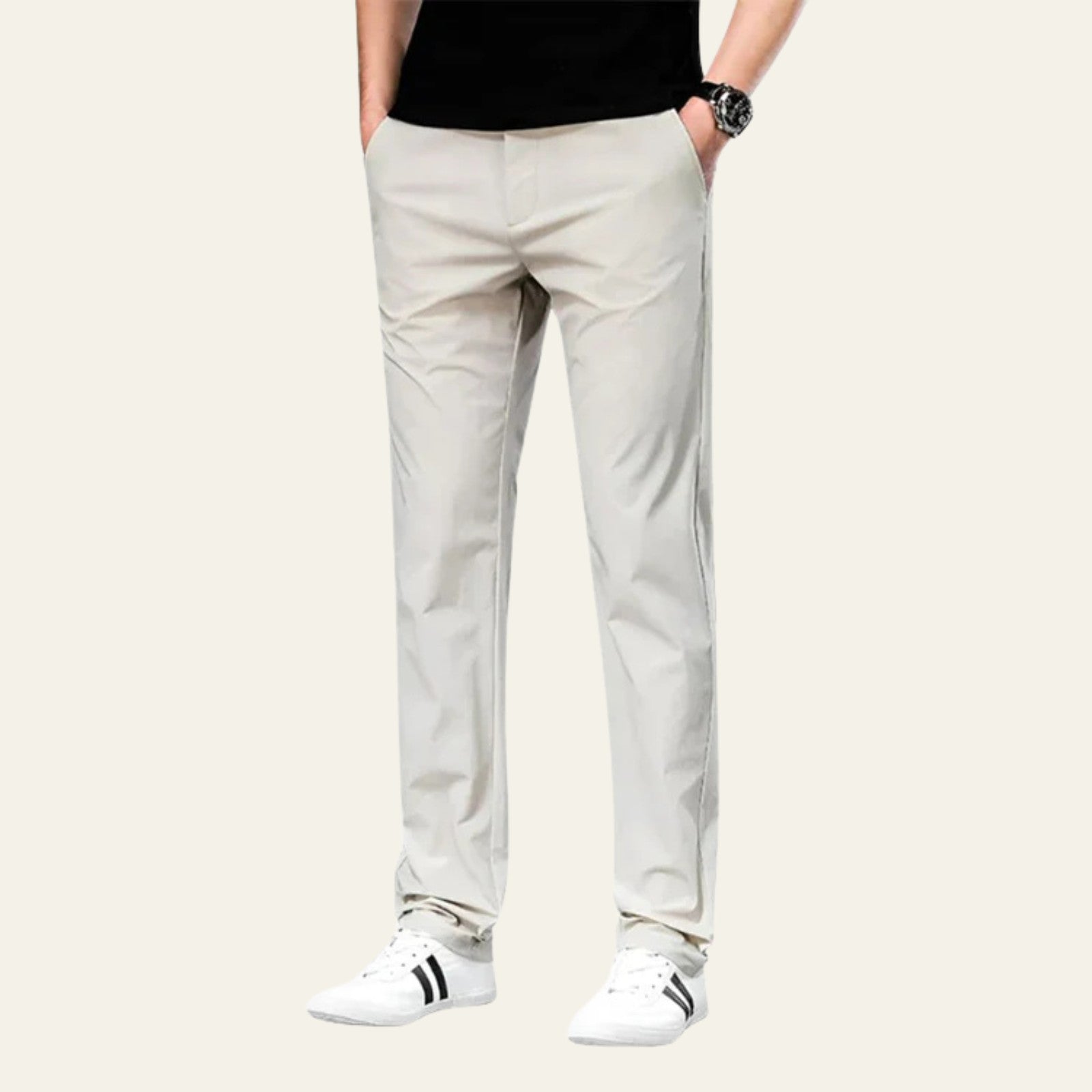 MARIVELOFASHION | CHINO IN COTONE ELASTICIZZATO | VESTIBILITÀ DRITTA E AMPIA
