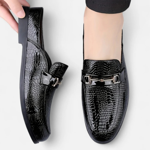 MARIVELOFASHION | Mocassini Eleganti | Slip-On in Pelle Vegana Lucida con Fibbia