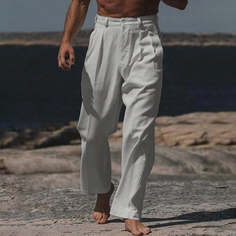 MARIVELOFASHION | THÉO | PANTALONI IN LINO A GAMBA LARGA DA UOMO