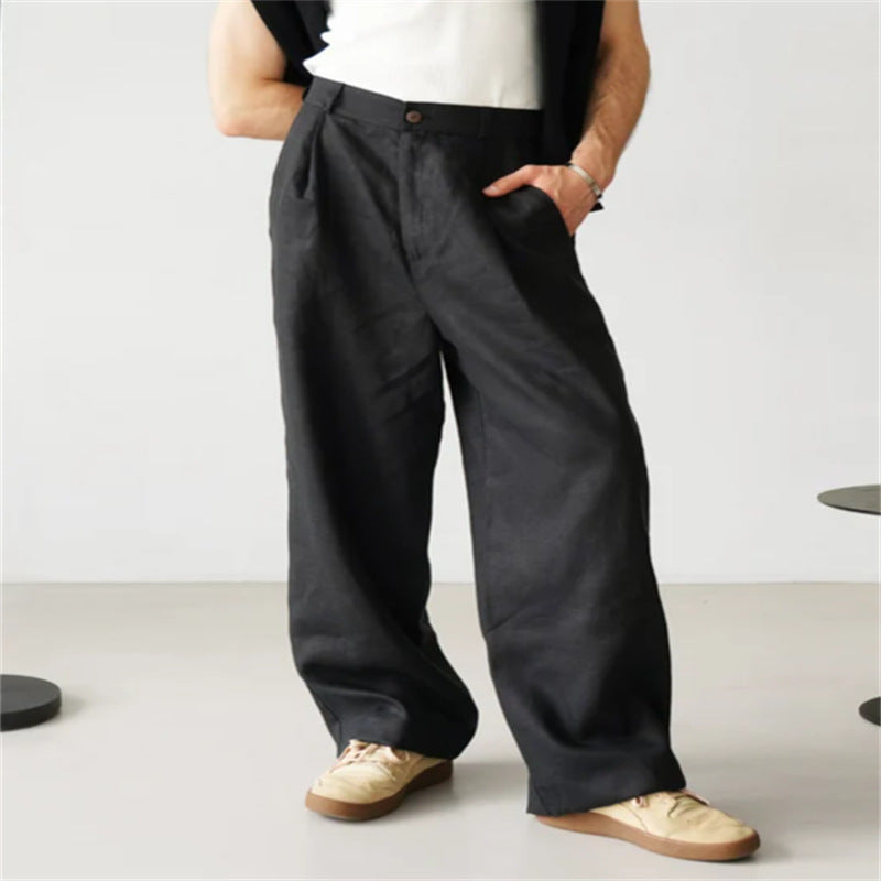 MARIVELOFASHION | ÉTIENNE | PANTALONI IN LINO A GAMBA LARGA DA UOMO