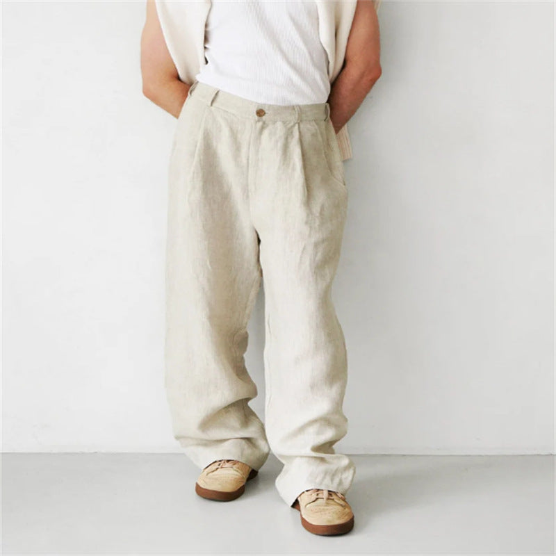 MARIVELOFASHION | ÉTIENNE | PANTALONI IN LINO A GAMBA LARGA DA UOMO