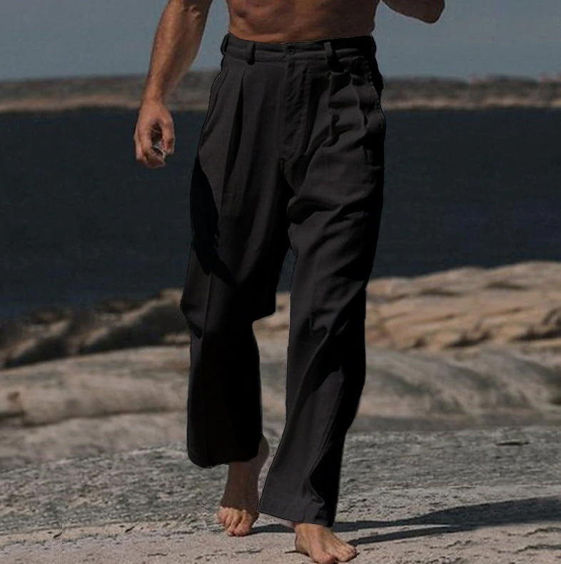 MARIVELOFASHION | THÉO | PANTALONI IN LINO A GAMBA LARGA DA UOMO