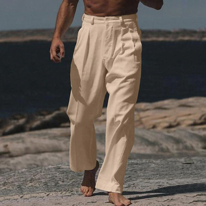 MARIVELOFASHION | THÉO | PANTALONI IN LINO A GAMBA LARGA DA UOMO