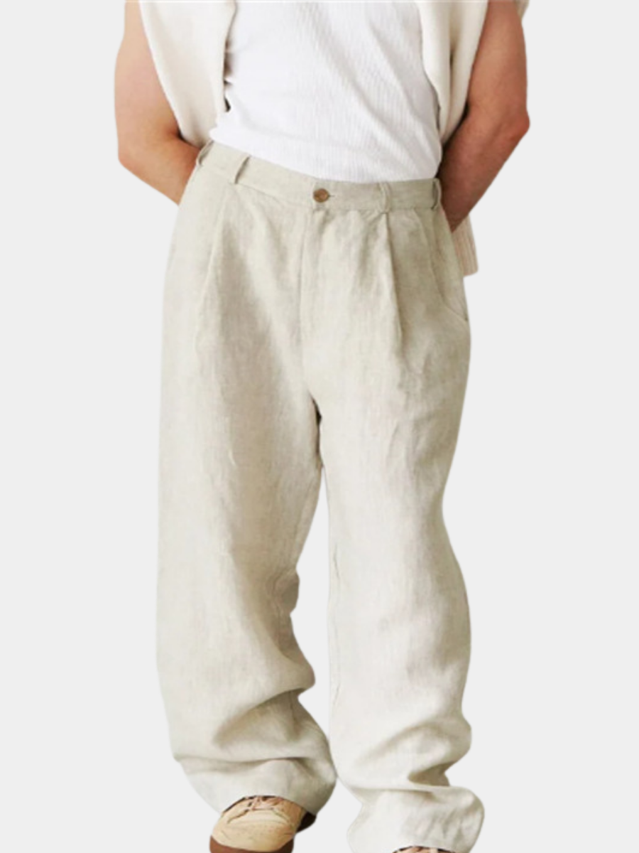 MARIVELOFASHION | ÉTIENNE | PANTALONI IN LINO A GAMBA LARGA DA UOMO