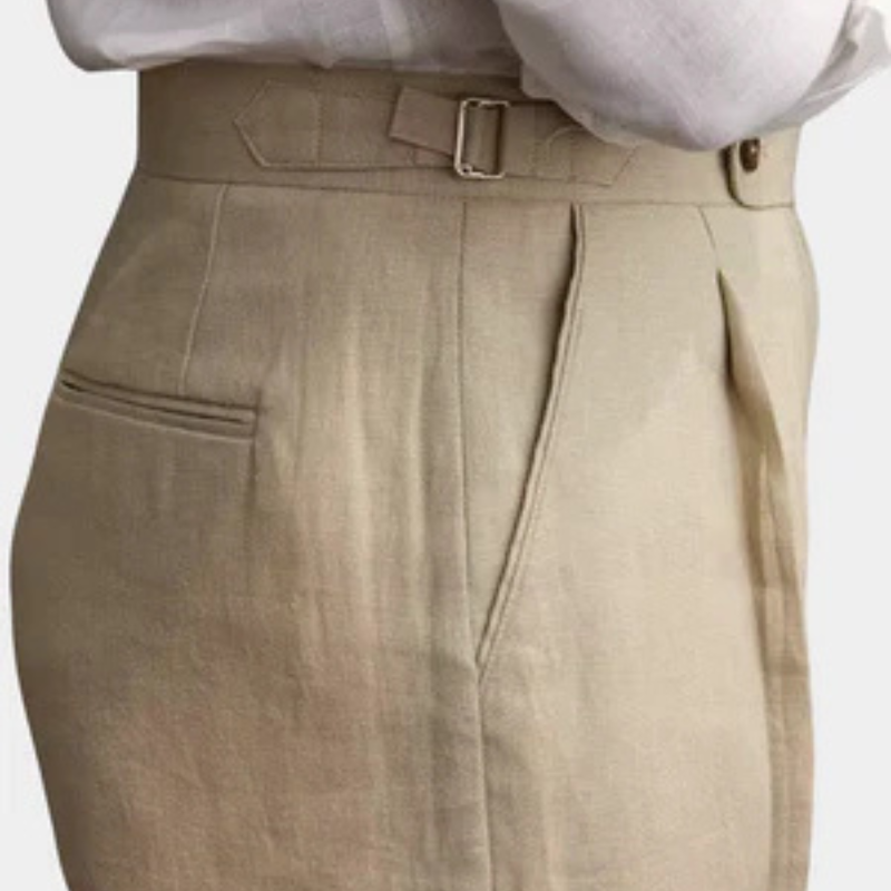 MARIVELOFASHION | PANTALONI CON PINCE IN MISTO LINO | GAMBA DRITTA