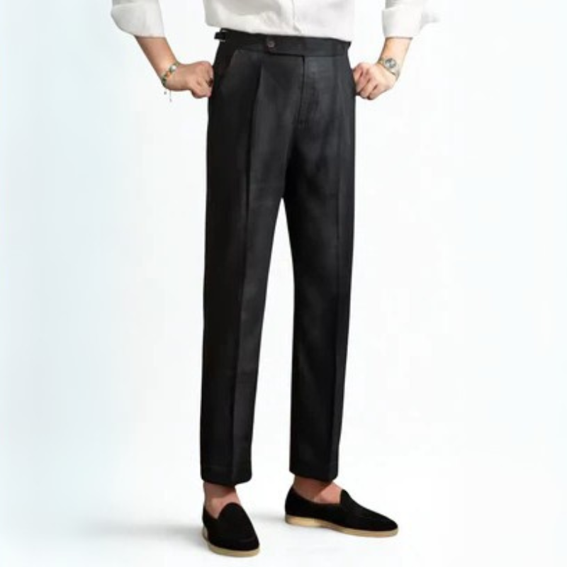 MARIVELOFASHION | PANTALONI CON PINCE IN MISTO LINO | GAMBA DRITTA