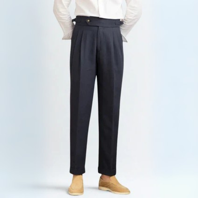 MARIVELOFASHION | PANTALONI CON PINCE IN MISTO LINO | GAMBA DRITTA