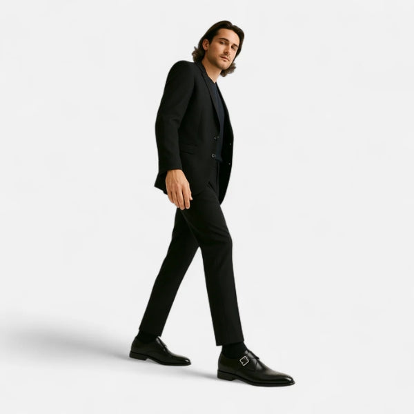 MARIVELOFASHION | Monk Strap Loafer | Slip-On in Pelle Vegana Nera