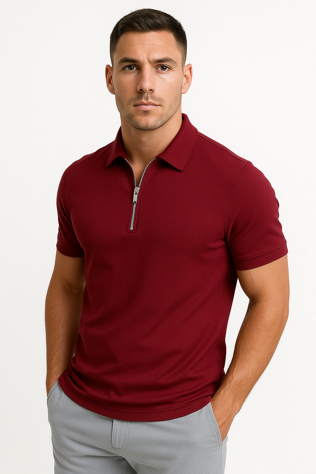 MARIVELOFASHION | GREGORIO | POLO MODERNO CON ZIP A MEZZA LUNGHEZZA DA UOMO