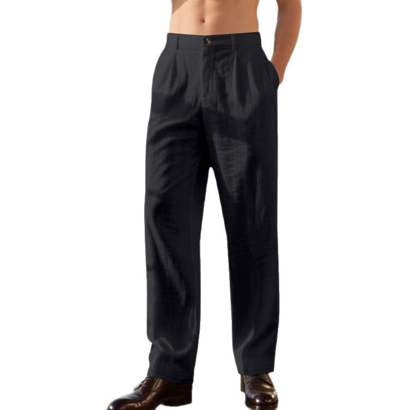 MARIVELOFASHION | LORENZO | PANTALONI IN LINO A GAMBA LARGA DA UOMO