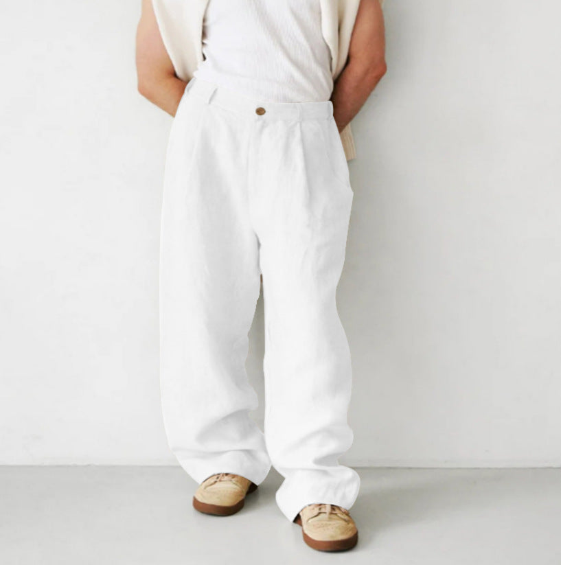 MARIVELOFASHION | ÉTIENNE | PANTALONI IN LINO A GAMBA LARGA DA UOMO