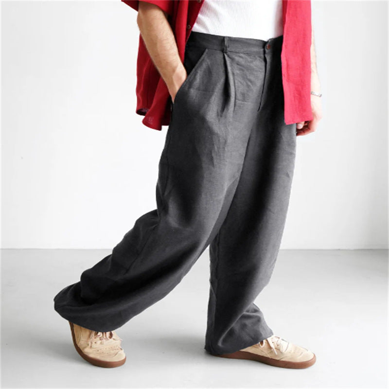 MARIVELOFASHION | ÉTIENNE | PANTALONI IN LINO A GAMBA LARGA DA UOMO