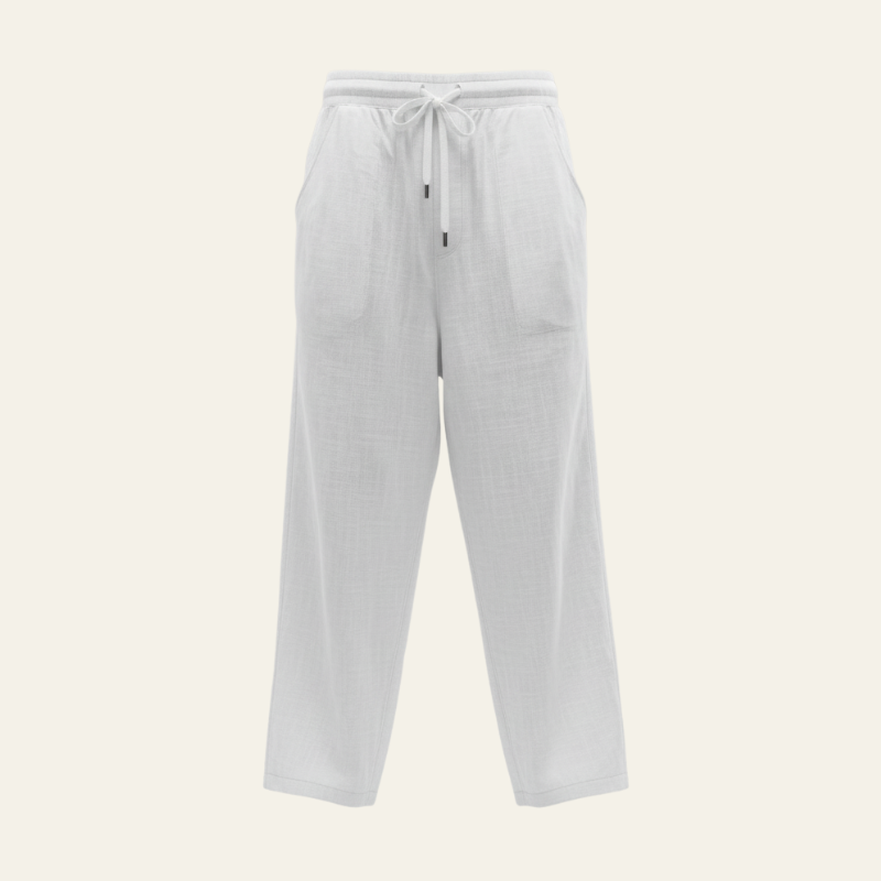MARIVELOFASHION | PANTALONI RELAXED CON COULISSE | GAMBA DRITTA IN MISTO LINO