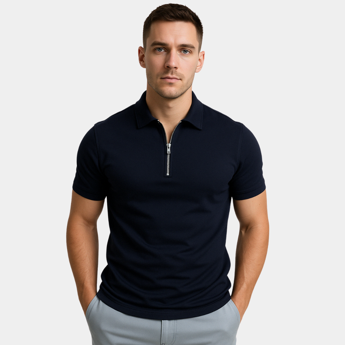 MARIVELOFASHION | GREGORIO | POLO MODERNO CON ZIP A MEZZA LUNGHEZZA DA UOMO