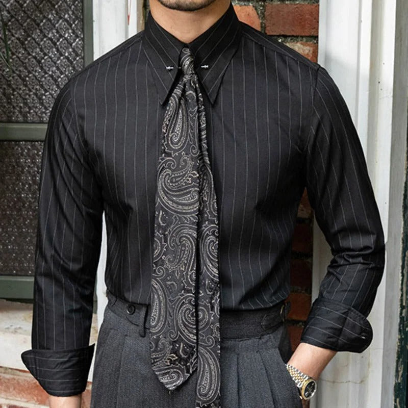 MARIVELOFASHION | CAMICIA ELEGANTE A RIGHE | SLIM FIT MANICA LUNGA
