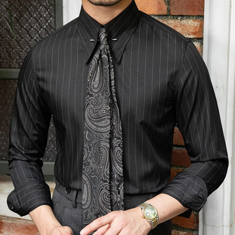 MARIVELOFASHION | CAMICIA ELEGANTE A RIGHE | SLIM FIT MANICA LUNGA