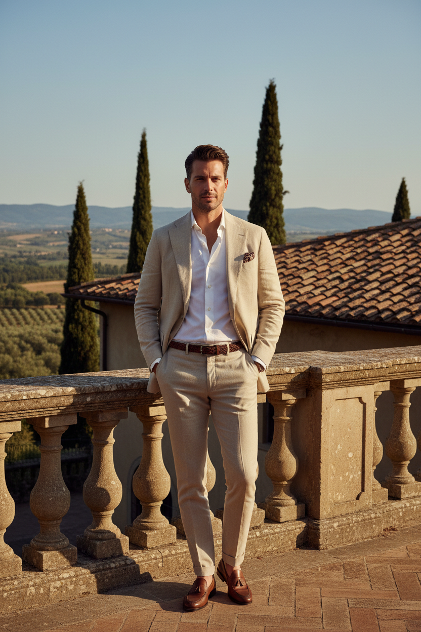 Villa met linnen blazer